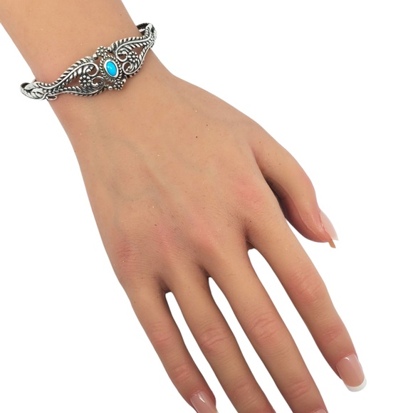 Carolyn Pollack Sterling Silver Turquoise Cuff Bracelet #21285 - Picture 8 of 9